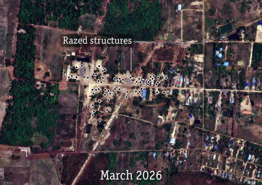 Satellitenbilder zeigen Hunderte zerstörte Häuser in kambodschanischen Grenzdörfern